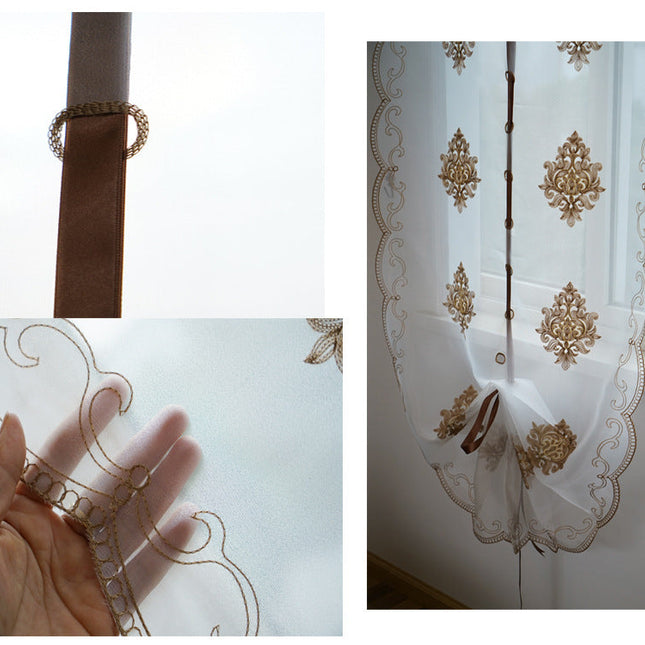 Brodert heisgardin i transparent stoff