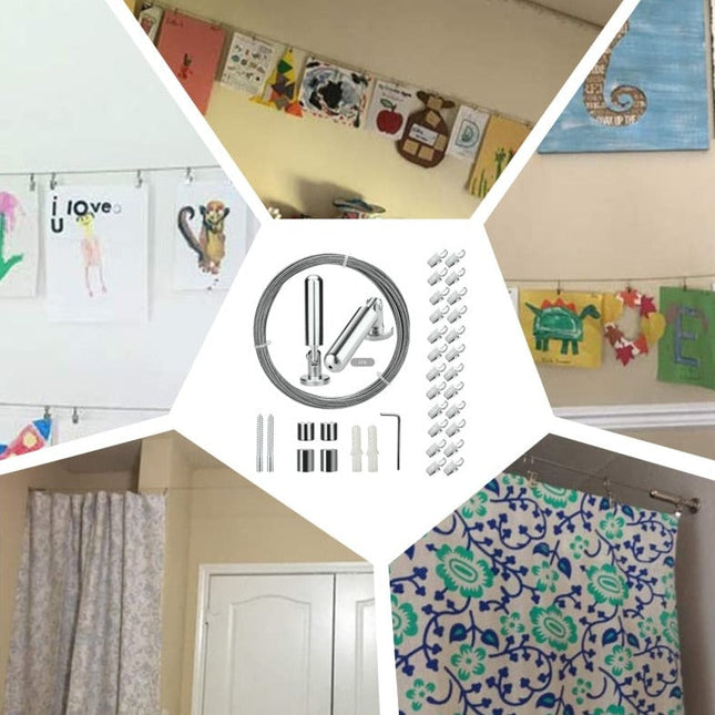 Komplett gardinwiresett for veggmontering