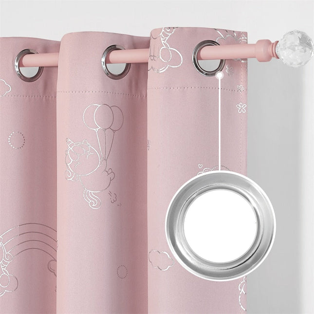 Rosa barneromsgardin Loima med enhjørninger