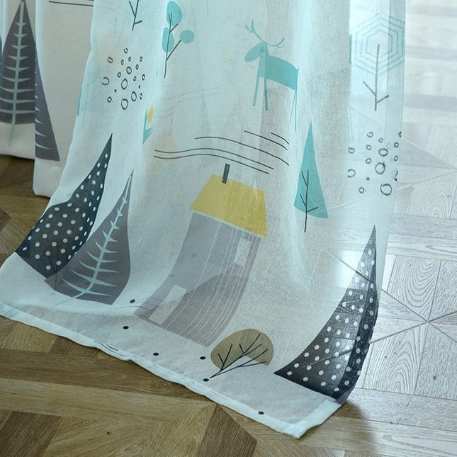 Tynn gardin i linlook for barnerom