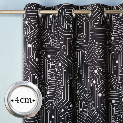 Gardin med kretskortmønster for gutterom