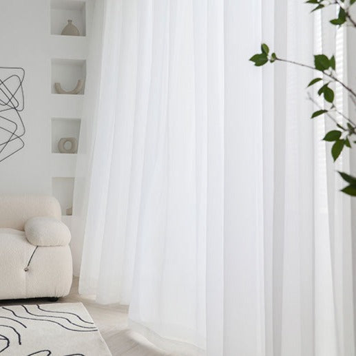 Moderne hvit gjennomsiktig gardin stue