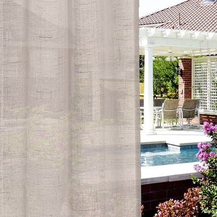 Verandagardin i lin-look med stropphemper