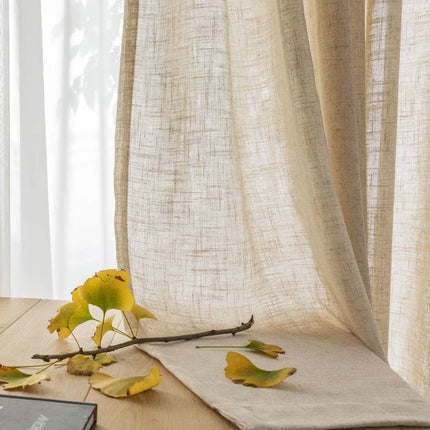 Beige tynn gardin med lin-look