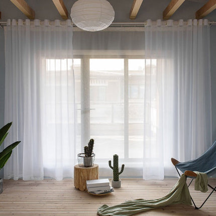 Moderne hvit gjennomsiktig gardin stue