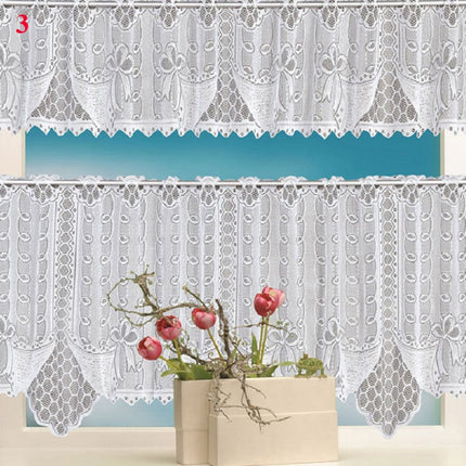 Klassisk blondekappe til kjøkkenvindu