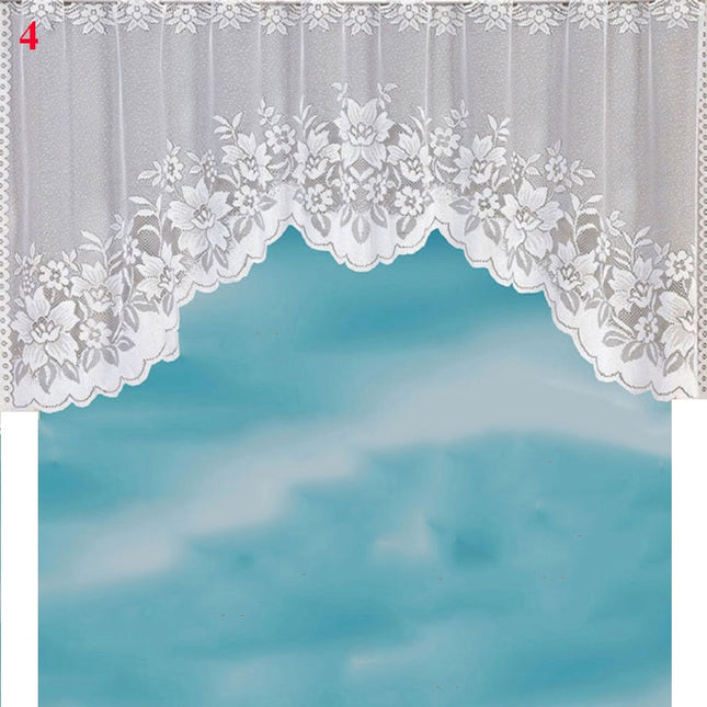 Klassisk blondekappe til kjøkkenvindu