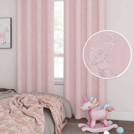 Rosa barneromsgardin Loima med enhjørninger