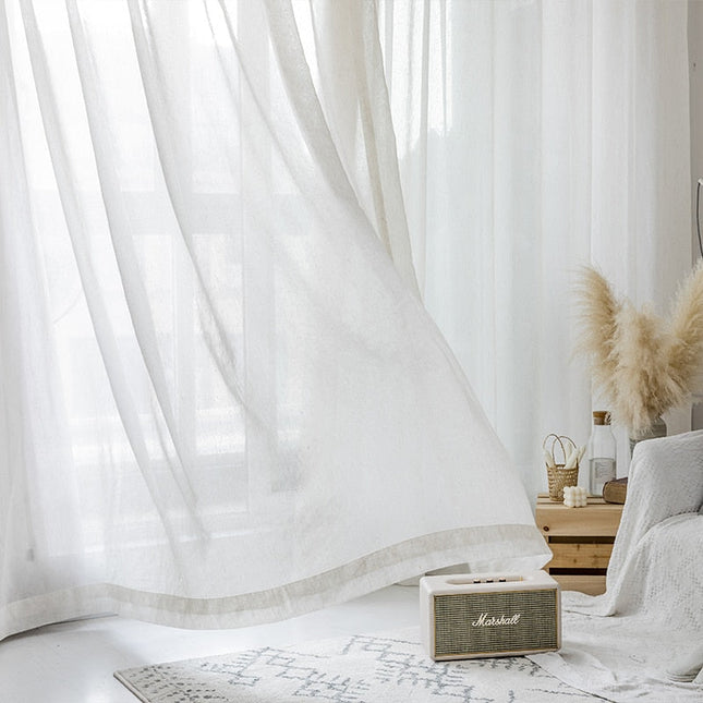 Tynn gardin i naturlig lin-look