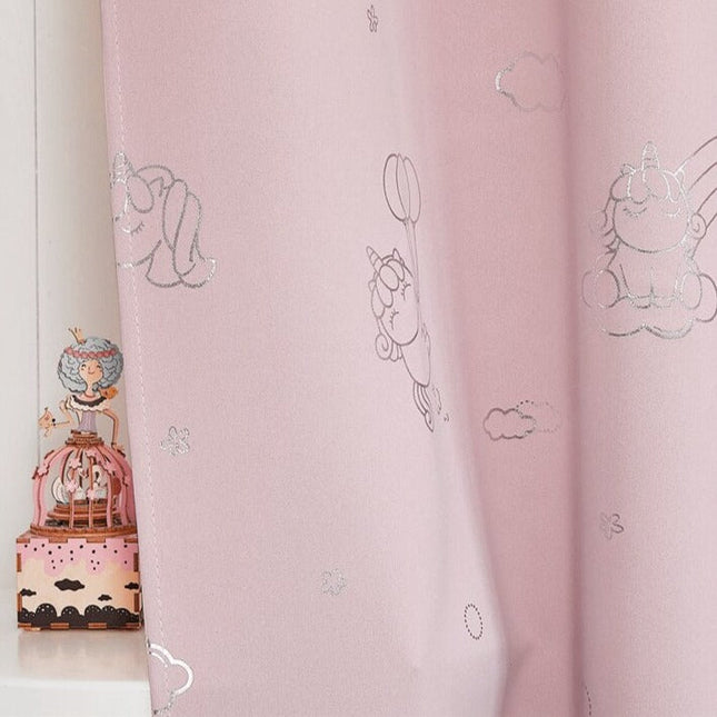 Rosa barneromsgardin Loima med enhjørninger