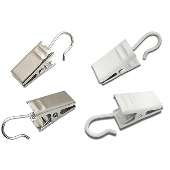 Hvite gardinklyper med krok