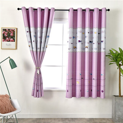 Gardin til barnerom med fiskemotiv