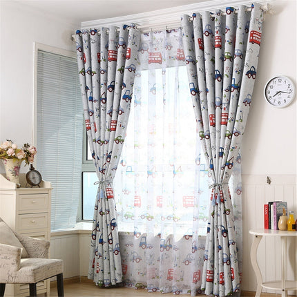 Tynn gardin til barnerom med biler