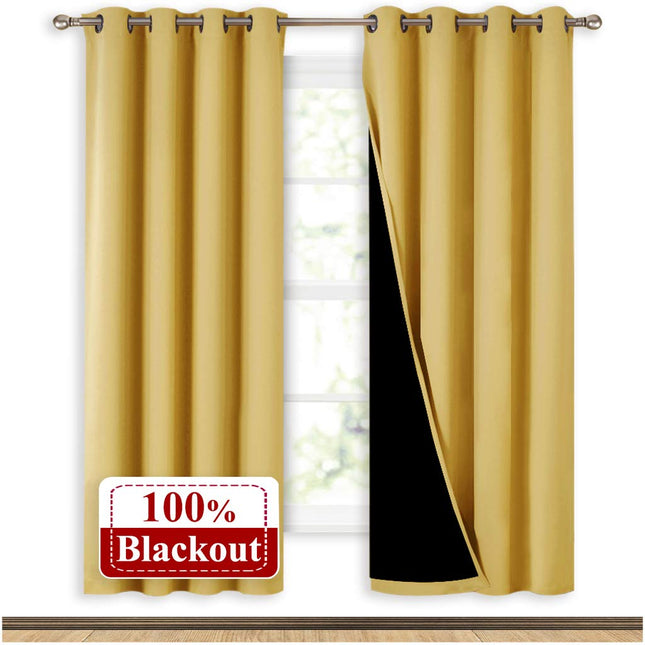 Gul mørkleggingsgardin Rauma til stue