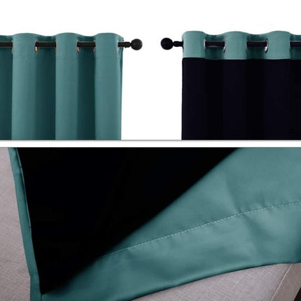 Blågrønn varmeisolerende lystett gardin