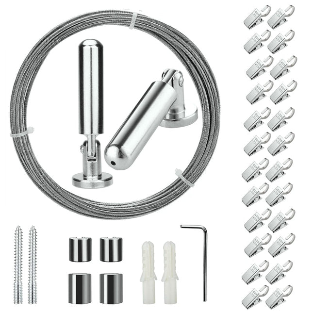 Komplett gardinwiresett for veggmontering