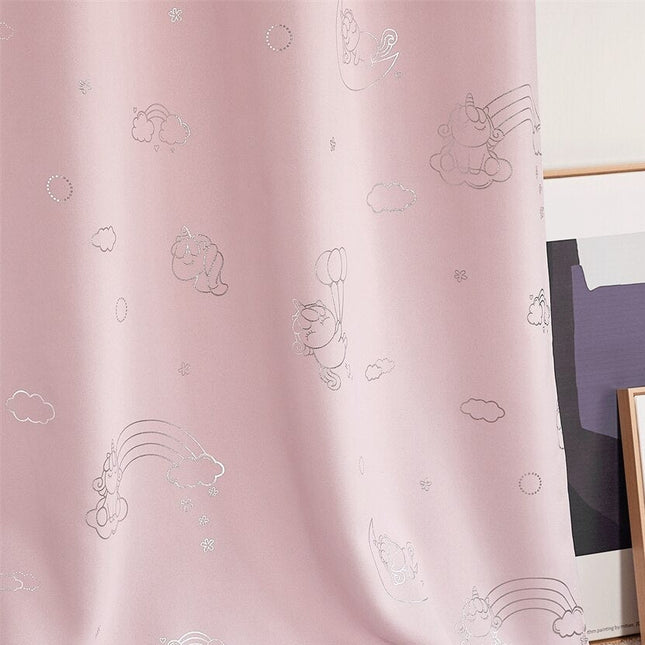 Rosa barneromsgardin Loima med enhjørninger