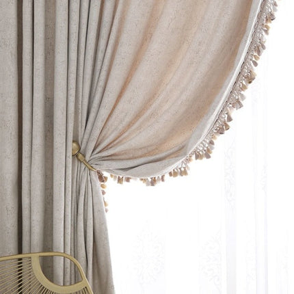 Bohemsk gardin med dusker i linlook