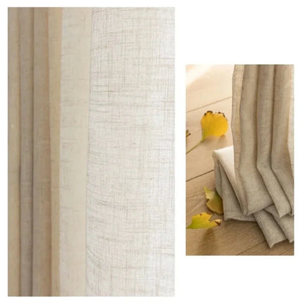 Beige tynn gardin med lin-look