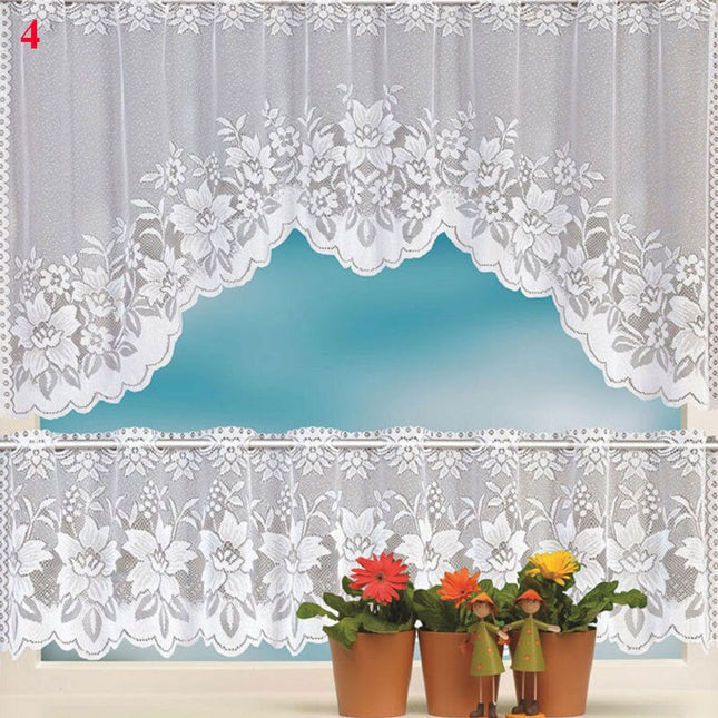 Klassisk blondekappe til kjøkkenvindu