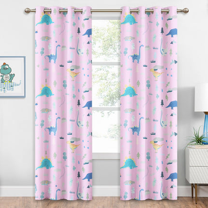 Rosa mørkleggingsgardin med dinosaurer barnerom
