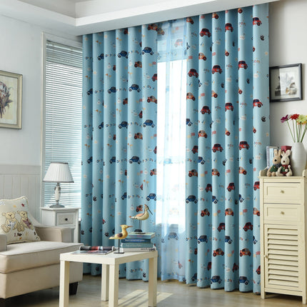 Lystett gardin til barnerom med biler