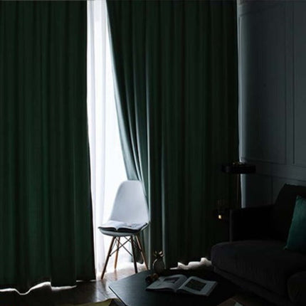 Sjøgrønn lystett gardin med linstruktur