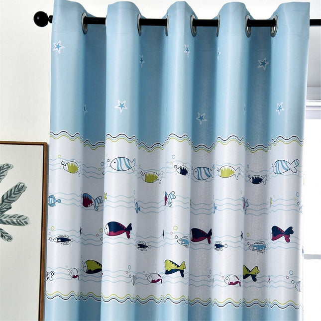 Gardin til barnerom med fiskemotiv