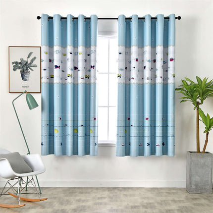 Gardin til barnerom med fiskemotiv