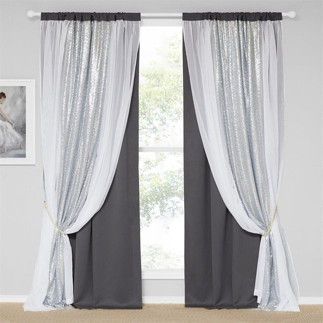 Lystett gardin Endali med sølvpaljetter