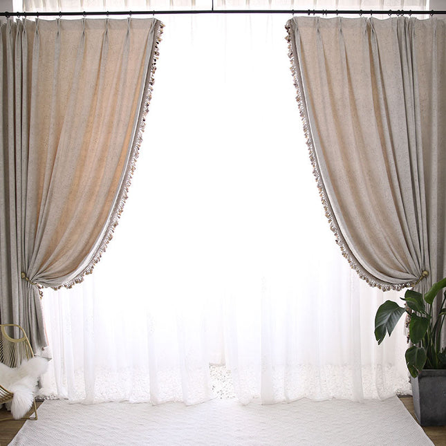 Bohemsk gardin med dusker i linlook