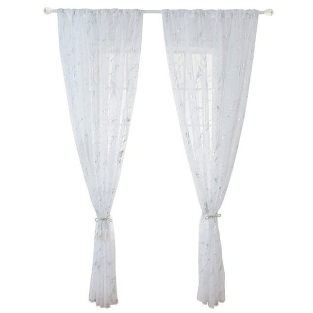 Gjennomsiktig voilegardin med gullmønster