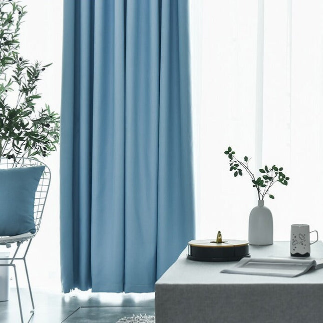 Blå mørkleggingsgardin for stue soverom