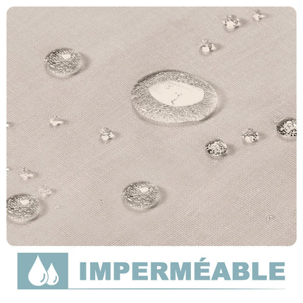 Verandagardin i lin-look med stropphemper