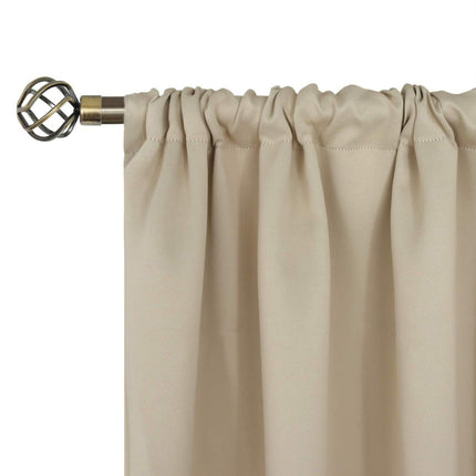 Beige utegardin med rynkebåndkanal