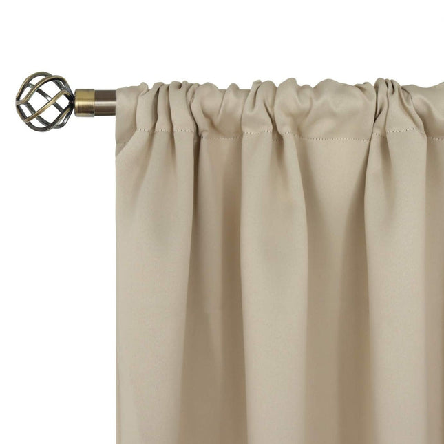 Beige utegardin med rynkebåndkanal