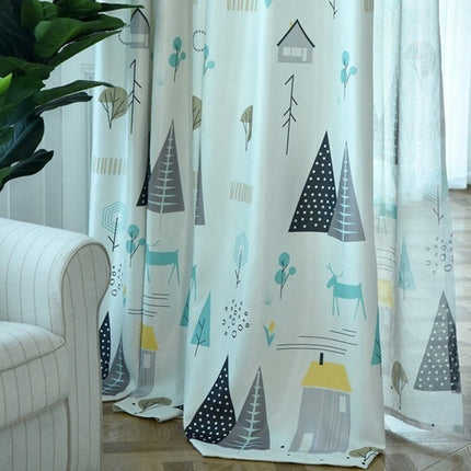 Mørkleggingsgardin med skogsmotiv for barnerom