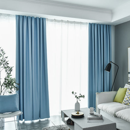 Blå mørkleggingsgardin for stue soverom