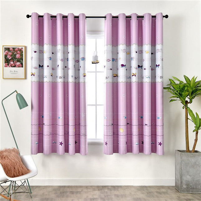 Gardin til barnerom med fiskemotiv