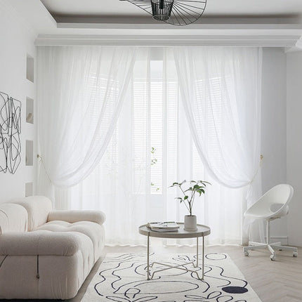 Moderne hvit gjennomsiktig gardin stue