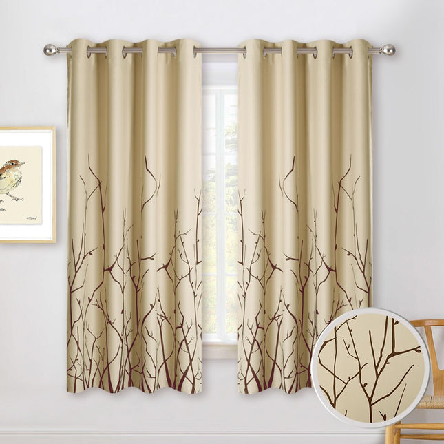 Moderne gardin med grenmønster