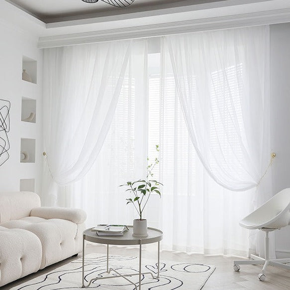 Moderne hvit gjennomsiktig gardin stue