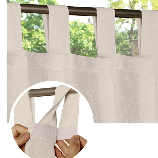 Verandagardin i lin-look med stropphemper