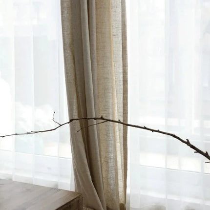 Beige tynn gardin med lin-look