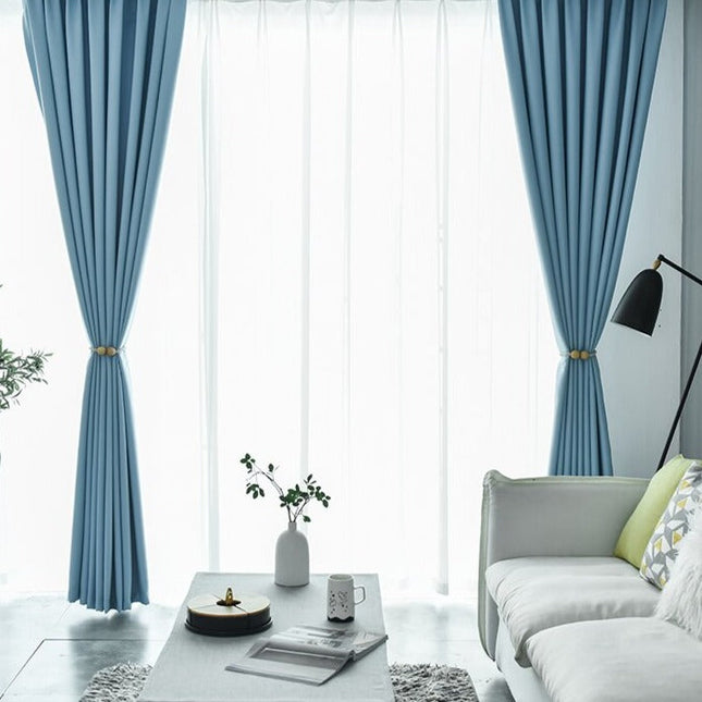 Blå mørkleggingsgardin for stue soverom
