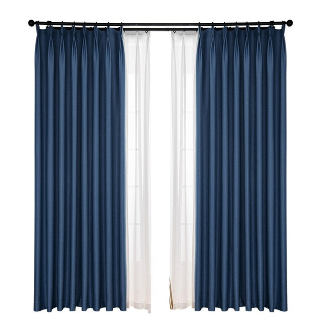 Panelgardin med moderne denim-look stoff