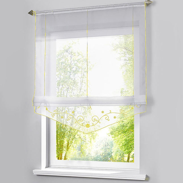 Kjøkken liftgardin med delikat broderi