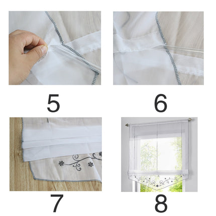 Kjøkken liftgardin med delikat broderi