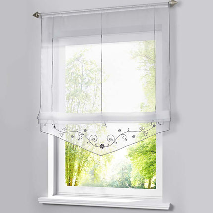 Kjøkken liftgardin med delikat broderi