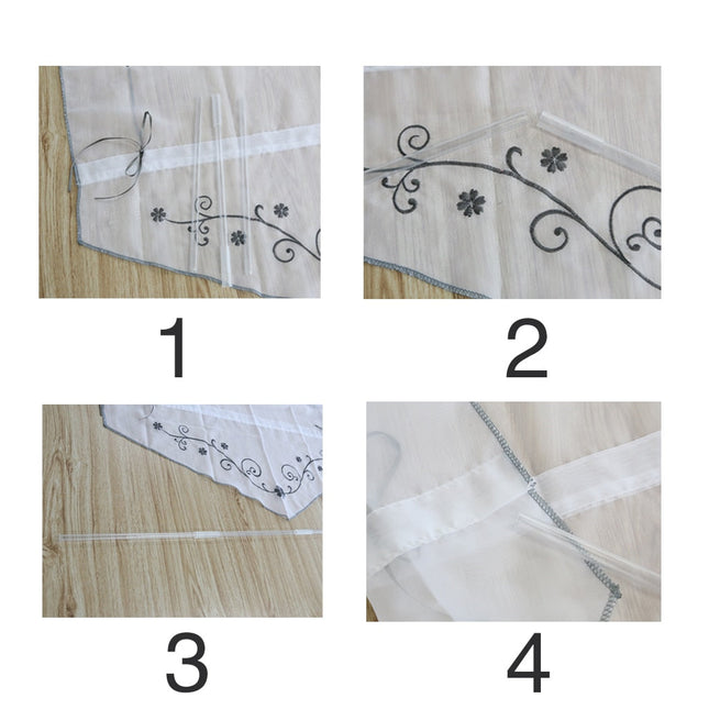 Kjøkken liftgardin med delikat broderi